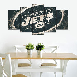 New York Jets Paint Splash 5 Pieces Wall Painting Canvas