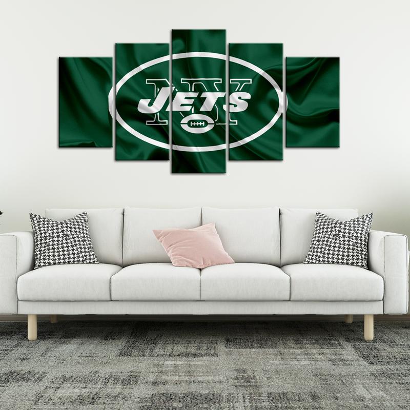 New York Jets Fabric Look 5 Pieces Wall Painting Canvas