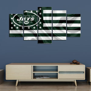 New York Jets American Flag Wall Canvas 2