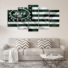 Load image into Gallery viewer, New York Jets American Flag 5 Pieces Wall Painting Canvas