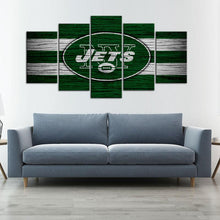 Load image into Gallery viewer, New York Jets Wooden Look 5 Pieces Wall Painting Canvas
