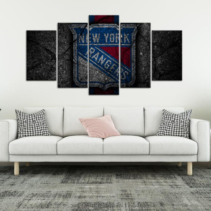 New York Rangers Rock Style 5 Pieces Wall Art Painting Canvas