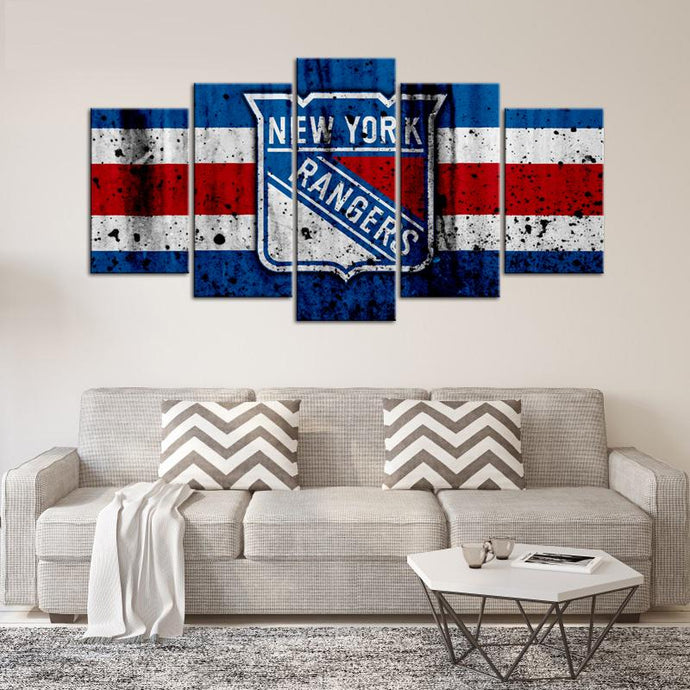 New York Rangers Rough Look Wall Canvas