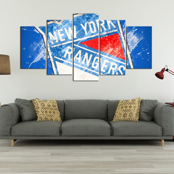 New York Rangers Paint Splash Wall Canvas