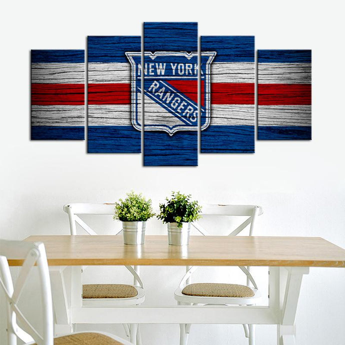 New York Rangers Wooden Look Wall Canvas