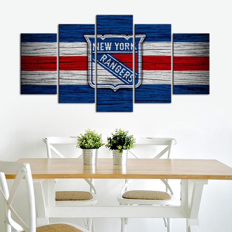 New York Rangers Wooden Look Wall Canvas