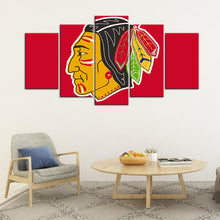 Load image into Gallery viewer, Chicago Blackhawks Sign Logo 5 Pieces Wall Art Painting Canvas