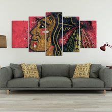 Load image into Gallery viewer, Chicago Blackhawks Techy Look 5 Pieces Wall Art Painting Canvas
