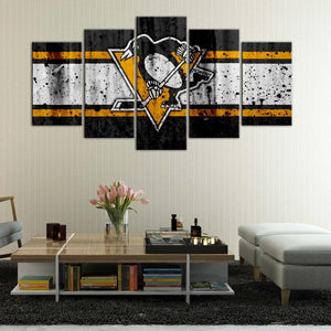 Pittsburgh Penguins Rough Look 5 Pieces Painting Canvas