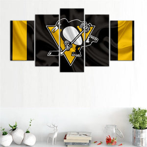 Pittsburgh Penguins Fabric Look 5 Pieces Painting Canvas
