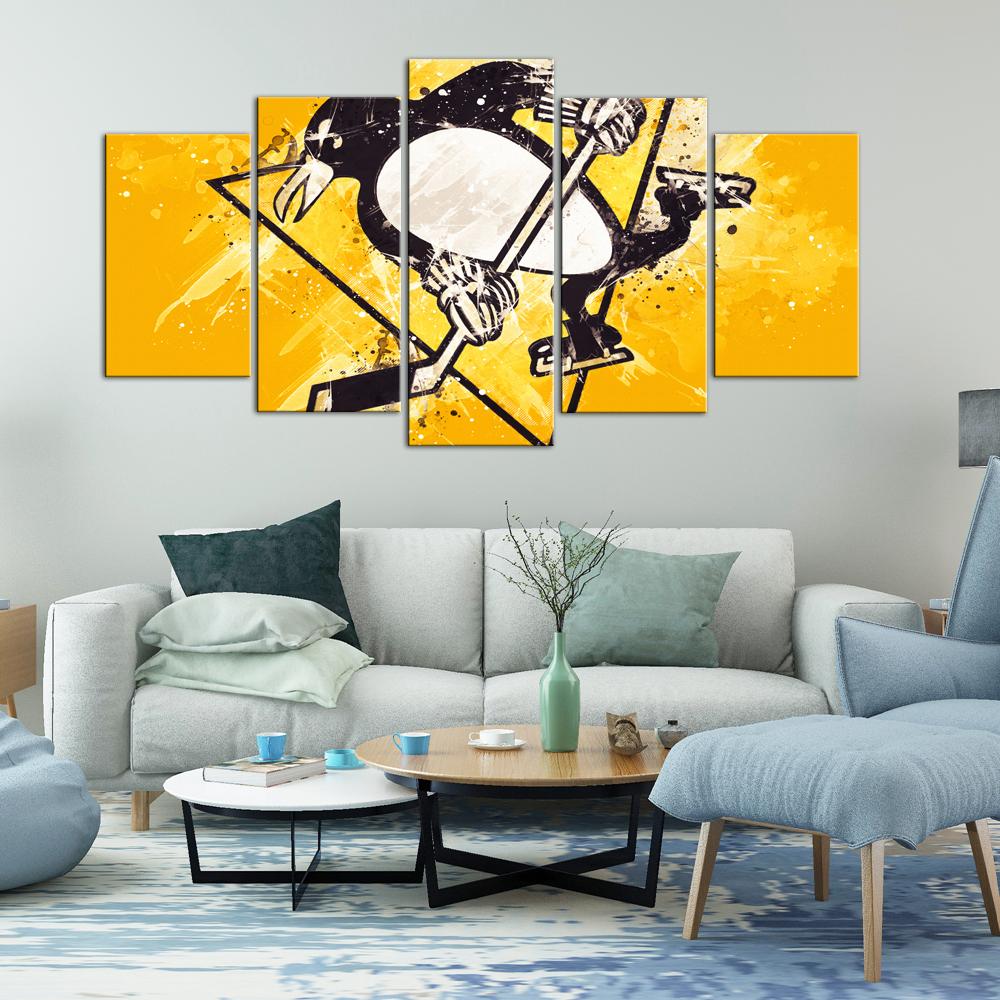 Pittsburgh Penguins Paint Splash 5 Pieces Painting Canvas