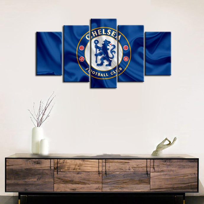 Chelsea F.C. Fabric Look  5 Pieces Wall Painting Canvas