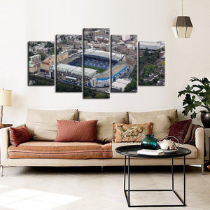 Chelsea F.C. Stadium Areal View  5 Pieces Wall Painting Canvas