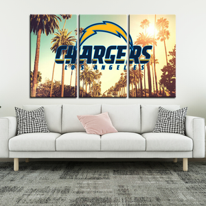 Los Angeles Chargers Palm Tress Wall Art Canvas 2