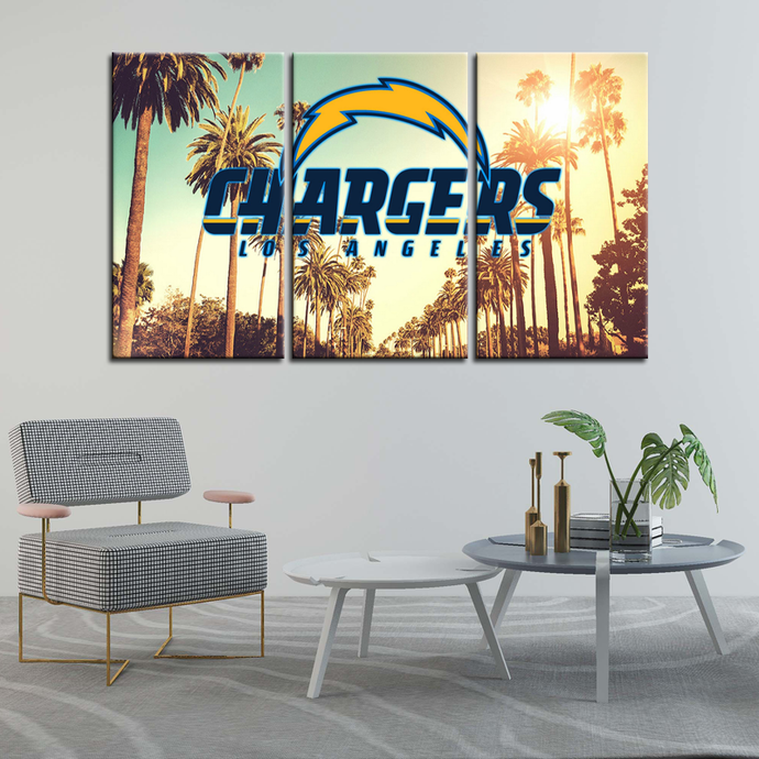 Los Angeles Chargers Palm Tress Wall Art Canvas 2