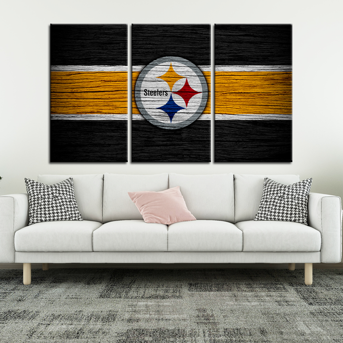 Pittsburgh Steelers Wooden Look Wall Canvas 2