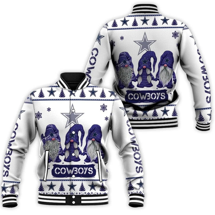 Dallas Cowboys Christmas Gnomes Letterman Jacket