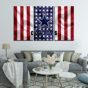 Dallas Cowboys American Flag Wall Canvas 2