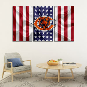 Chicago Bears American Flag Wall Canvas 2