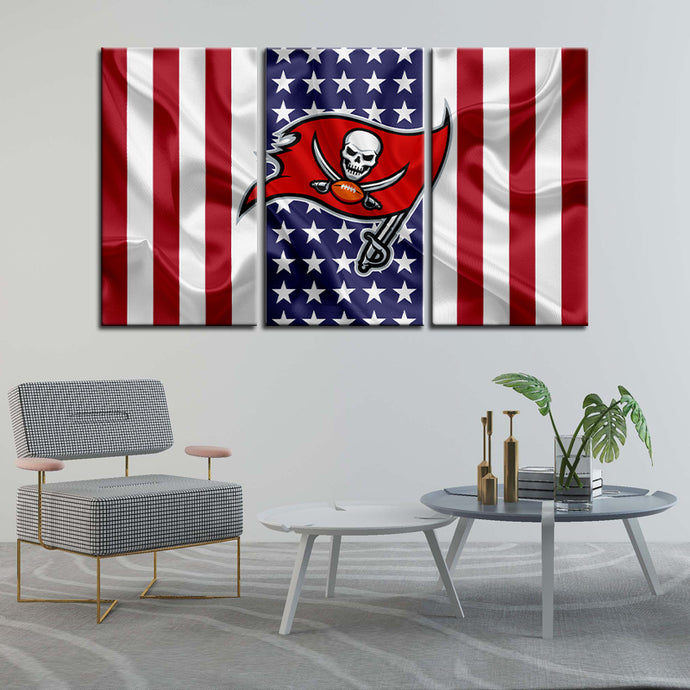 Tampa Bay Buccaneers American Flag Look Wall Canvas 2