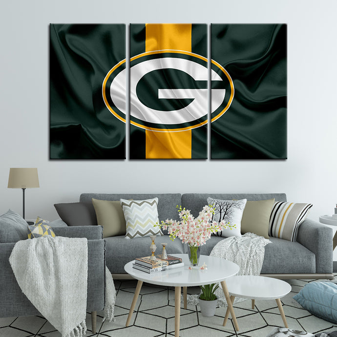 Green Bay Packers Fabric Flag Look Wall Canvas 2