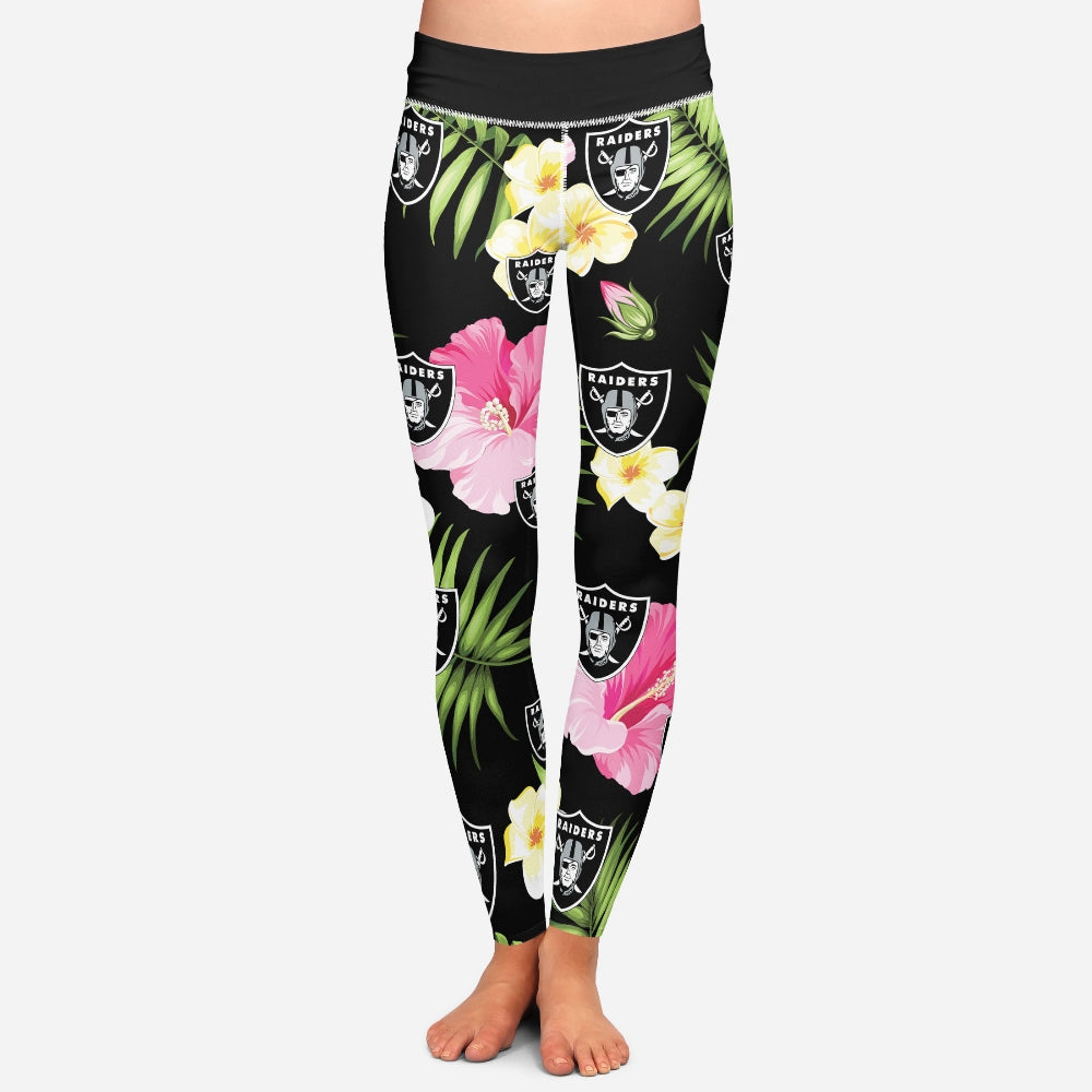 Las Vegas Raiders Summer Floral Leggings