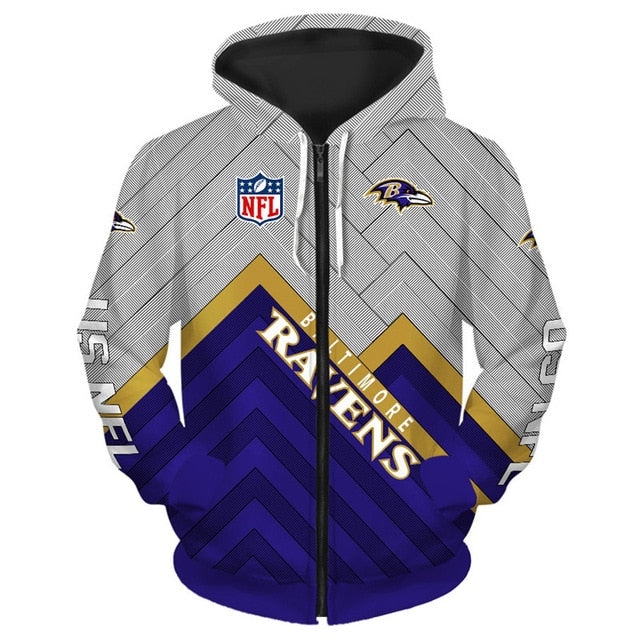 Baltimore Ravens 3D Zipper Hoodie