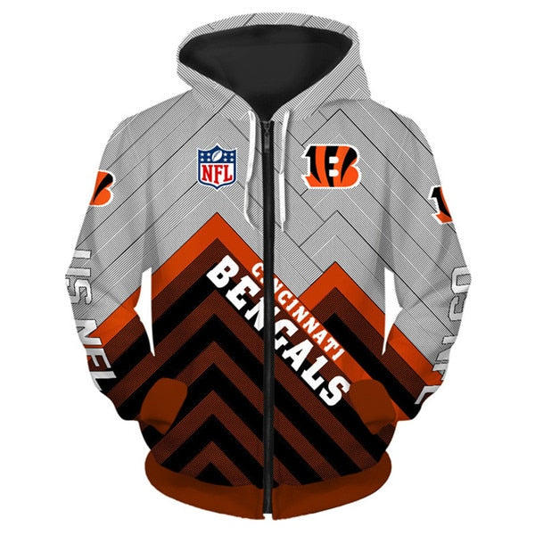 Cincinnati Bengals 3D Zipper Hoodie