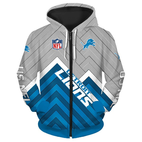 Detroit Lions 3D Zipper Hoodie