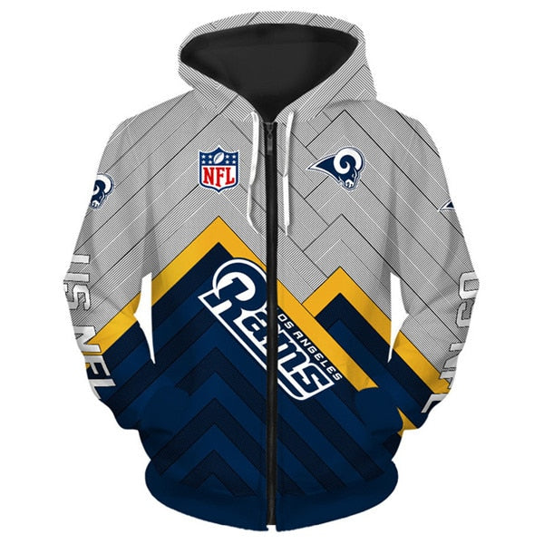 Los Angeles Rams 3D Zipper Hoodie