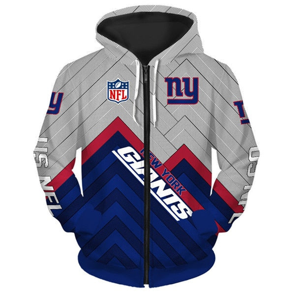 New York Giants 3D Zipper Hoodie