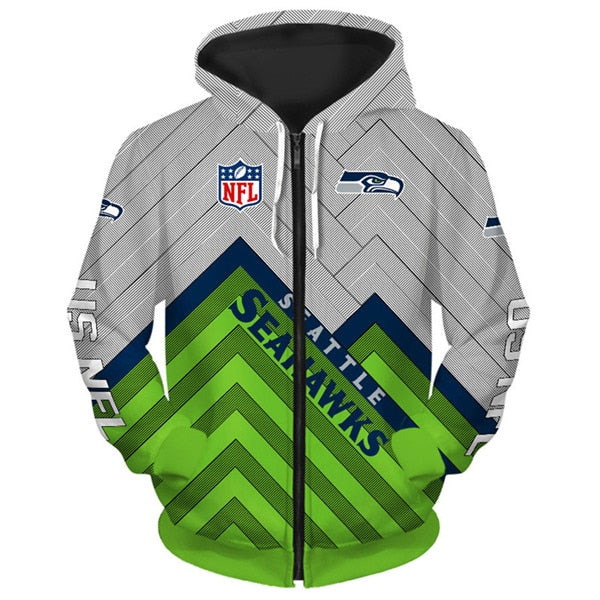 Seattle Seahawks 3D Zipper Hoodie