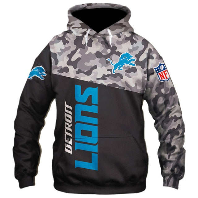 Detroit Lions Camouflage 3D Hoodie