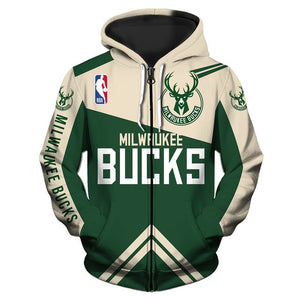 Milwaukee Bucks 3D Zipper Hoodie
