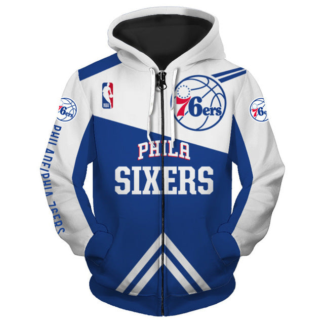 Philadelphia 76ers 3D Zipper Hoodie