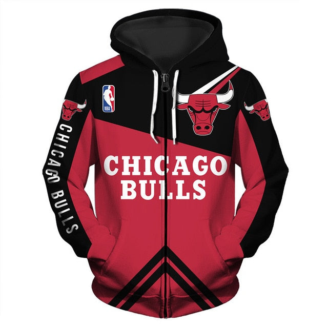 Chicago Bulls 3D Zipper Hoodie