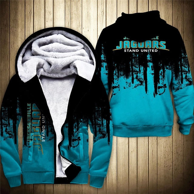 Jacksonville Jaguars 3D Thick Zipper Hoodie