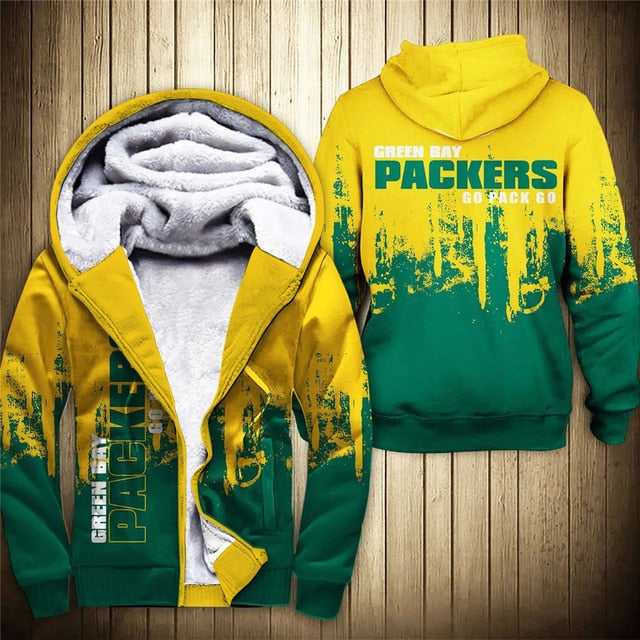 Green Bay Packers 3D Thick Zipper Hoodie