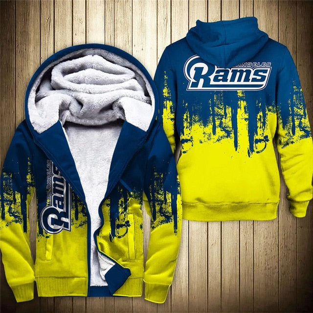 Los Angeles Rams 3D Thick Zipper Hoodie