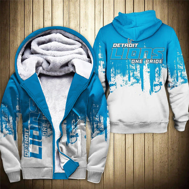 Detroit Lions 3D Thick Zipper Hoodie