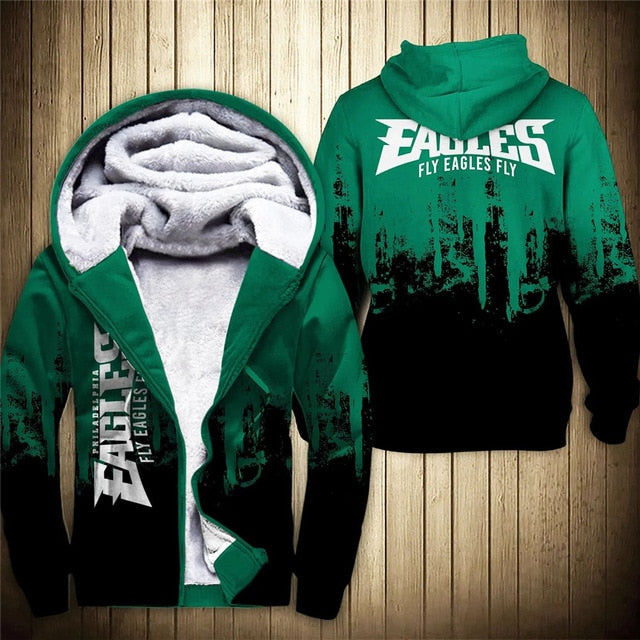 Philadelphia Eagles 3D Thick Zipper Hoodie