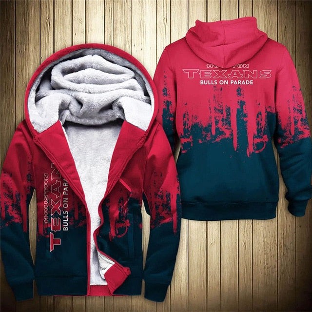 Houston Texans 3D Thick Zipper Hoodie