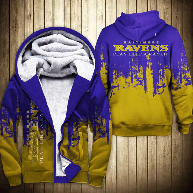 Baltimore Ravens 3D Thick Zipper Hoodie