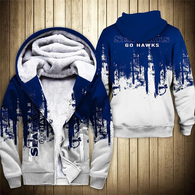 Seattle Seahawks 3D Thick Zipper Hoodie