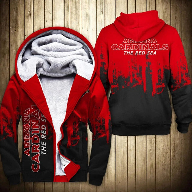 Arizona Cardinals 3D Thick Zipper Hoodie