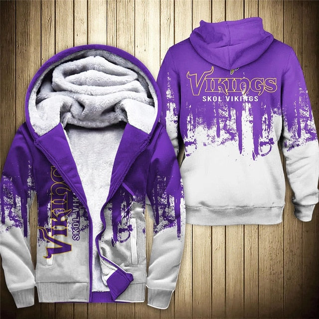 Minnesota Vikings 3D Thick Zipper Hoodie