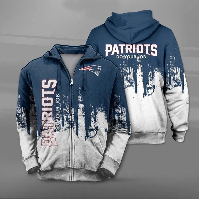 New England Patriots 3D Zipper Hoodie