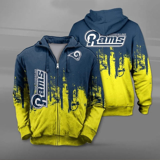 Los Angeles Rams 3D Zipper Hoodie