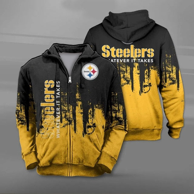 Pittsburgh Steeler 3D Zipper Hoodie