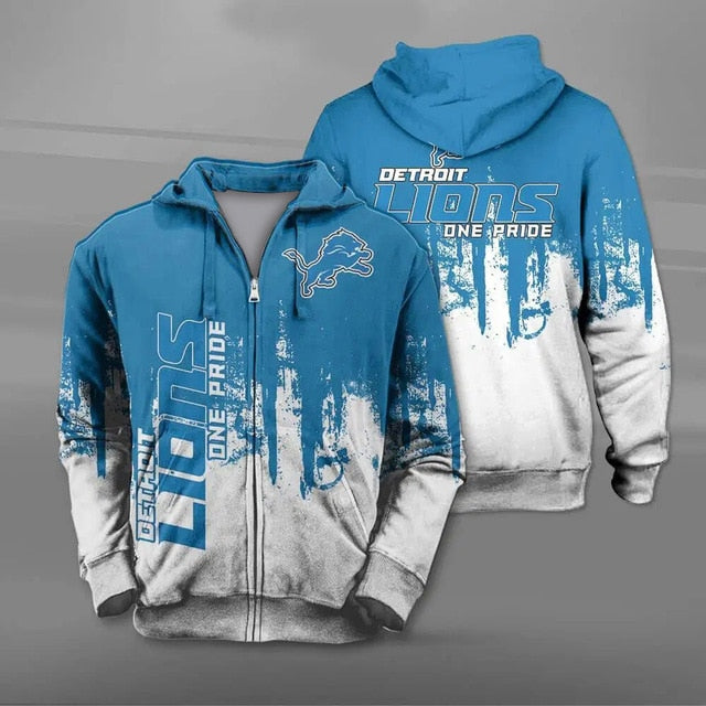 Detroit Lions 3D Zipper Hoodie